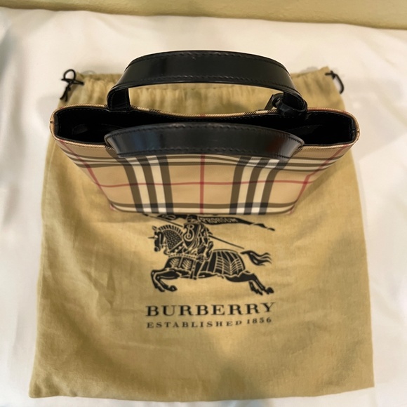 Burberry London Nova Check Coated Canvas Mini Tote Tan Black - Picture 4 of 16